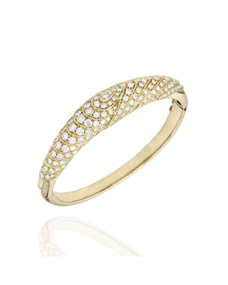 Pave Diamond Dome Bangle Bracelet in Gold