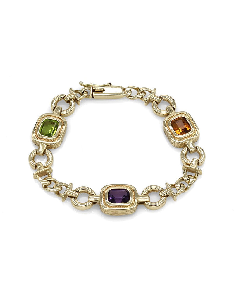 Multi-Color Gemstone Bracelet in Gold