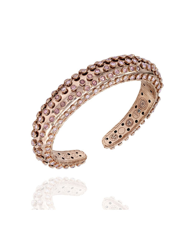 John Hardy Custom Pink Sapphire Hinged Cuff Bracelet in Rose Gold