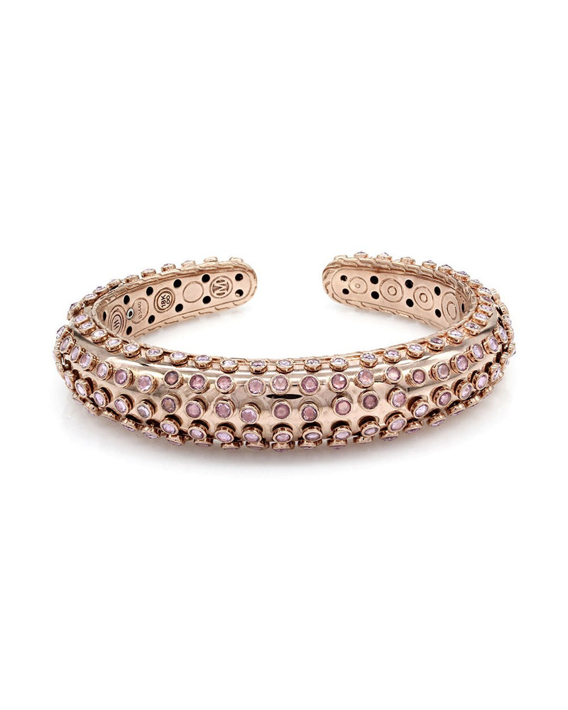 John Hardy Custom Pink Sapphire Hinged Cuff Bracelet in Rose Gold