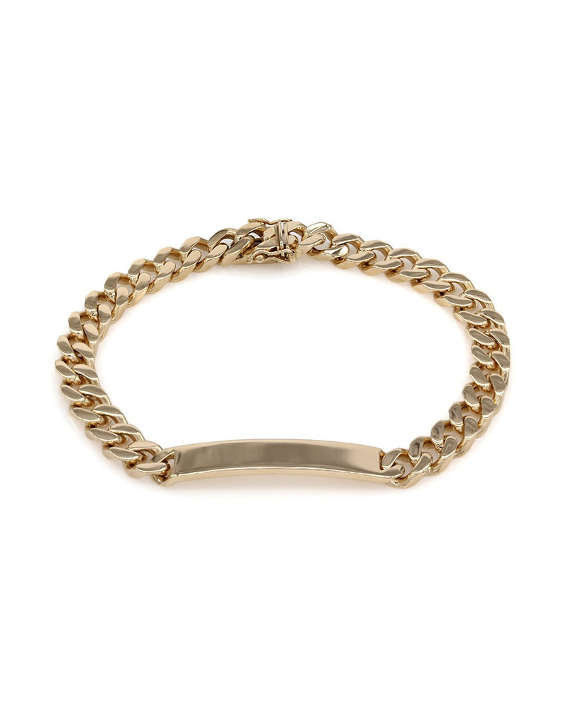 Curb Link Engraveable Gold Bracelet