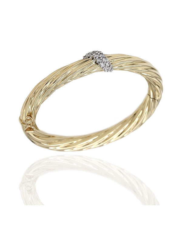 Diamond Station Bangle Bracelet in Gold