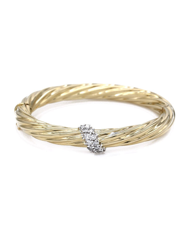 Diamond Station Bangle Bracelet in Gold