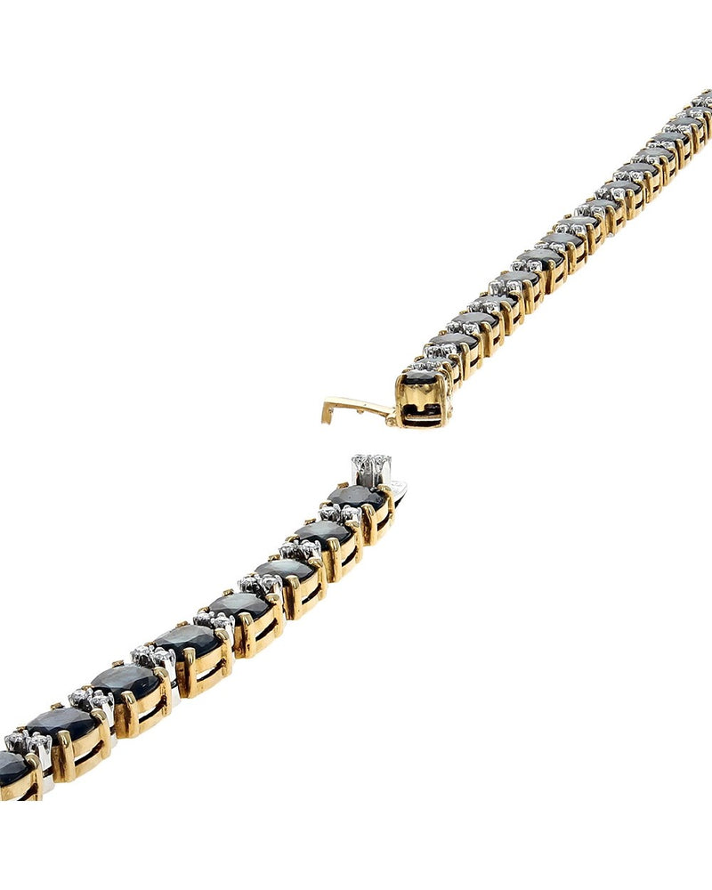 Alternating Oval Sapphire and Diamond Inline Bracelet