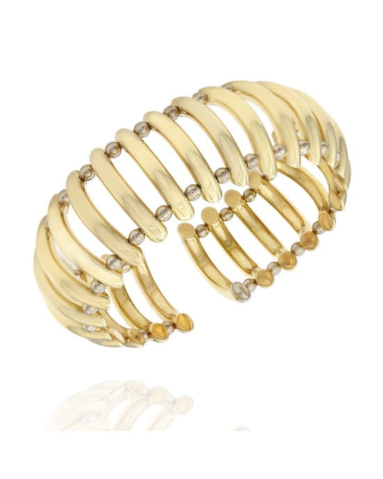 Convex Bar Spring Cuff Bracelet in Gold