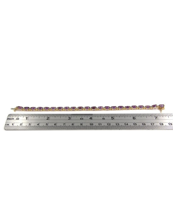 Inline Amethyst and Diamond Bracelet in Gold