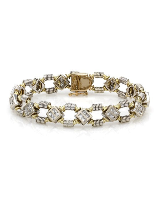 Cable Link Diamond Bracelet in Gold