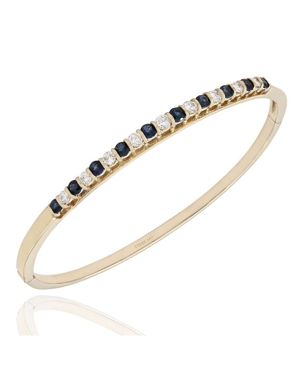 Sapphire and Diamond Bangle Bracelet in Gold