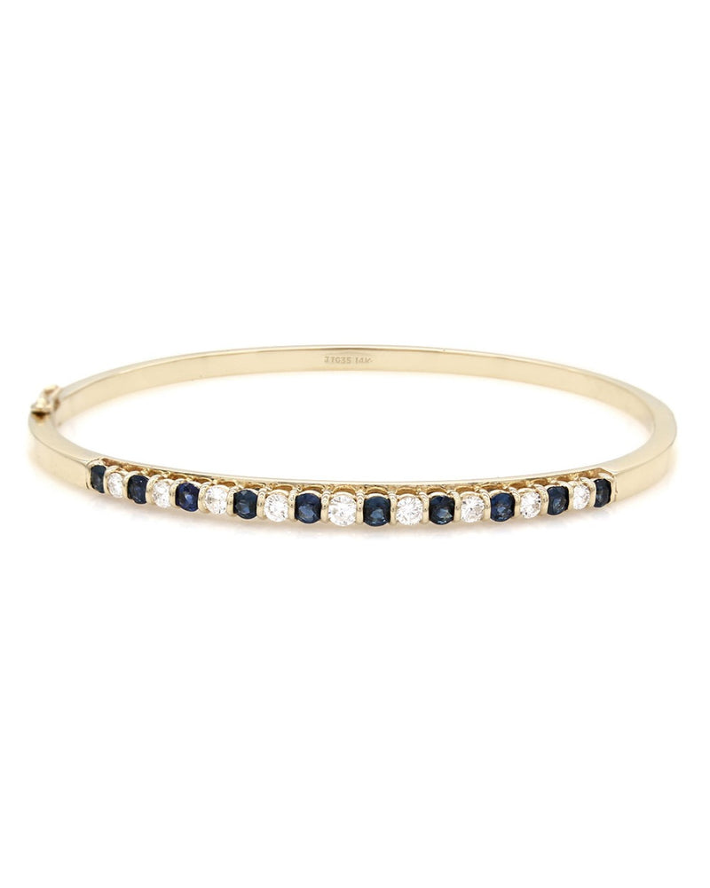 Sapphire and Diamond Bangle Bracelet in Gold