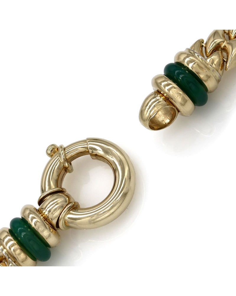 Link Bracelet with Green Onyx in Gold