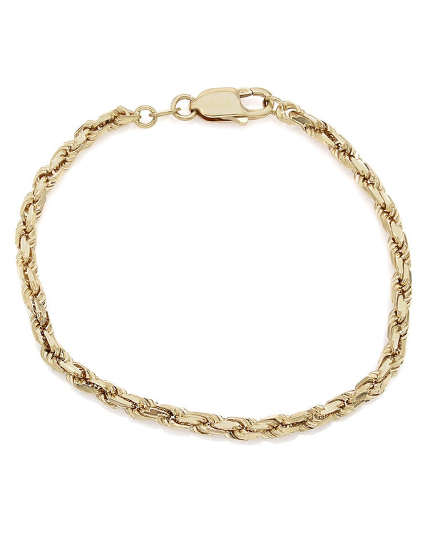 14K Flat Cut Rope Bracelet 8.5 IN