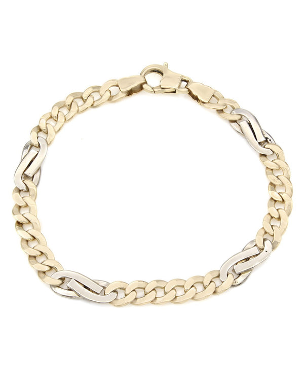 14K Alternating Curb and Figure 8 Link Bracelet