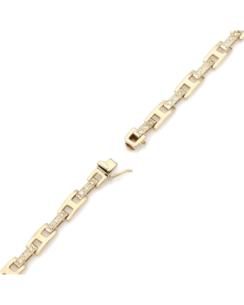 14K Square Mariner Link Diamond Station Bracelet