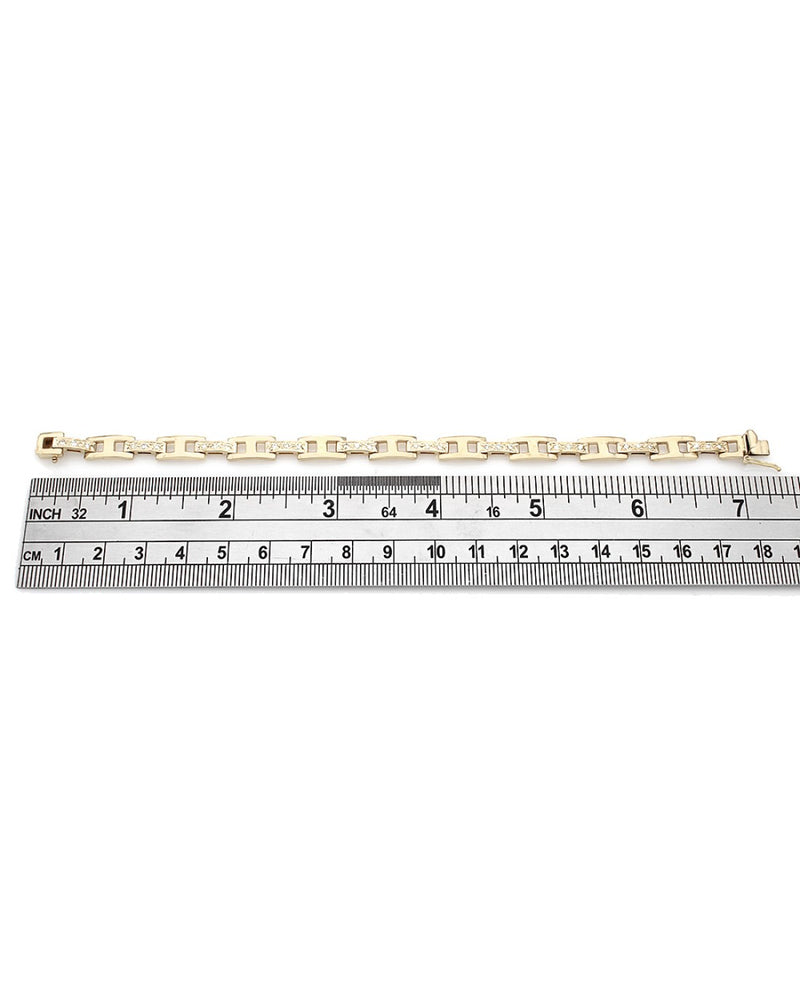 14K Square Mariner Link Diamond Station Bracelet