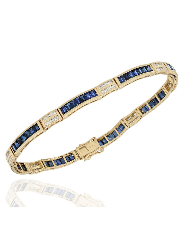 Alternating Sapphire and Diamond Inline Bracelet