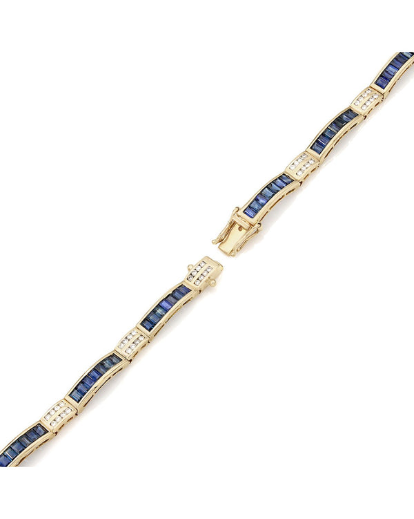 Alternating Sapphire and Diamond Inline Bracelet