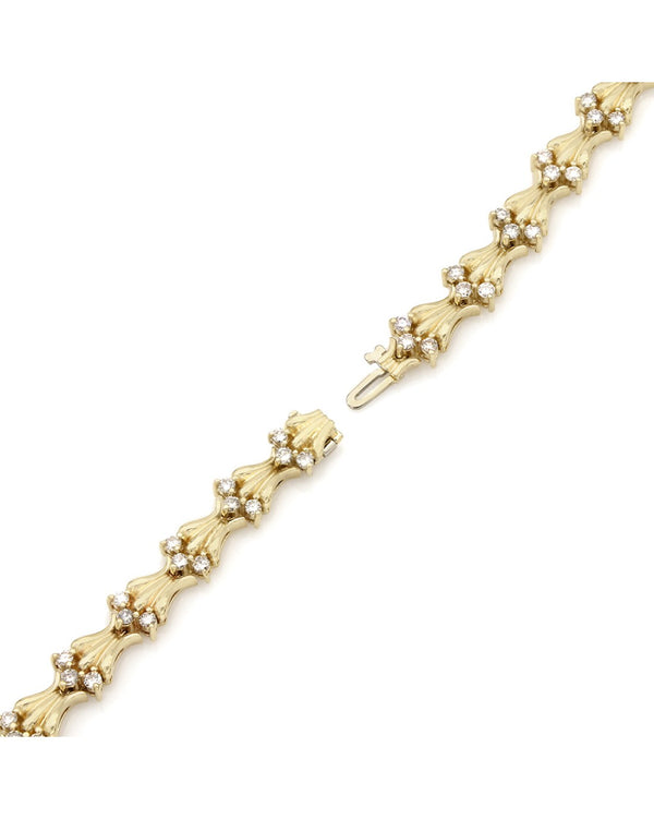 Diamond Fluted Link Bracelet in Gold