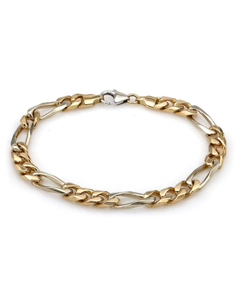 Two Tone Figaro Link Chain Bracelet