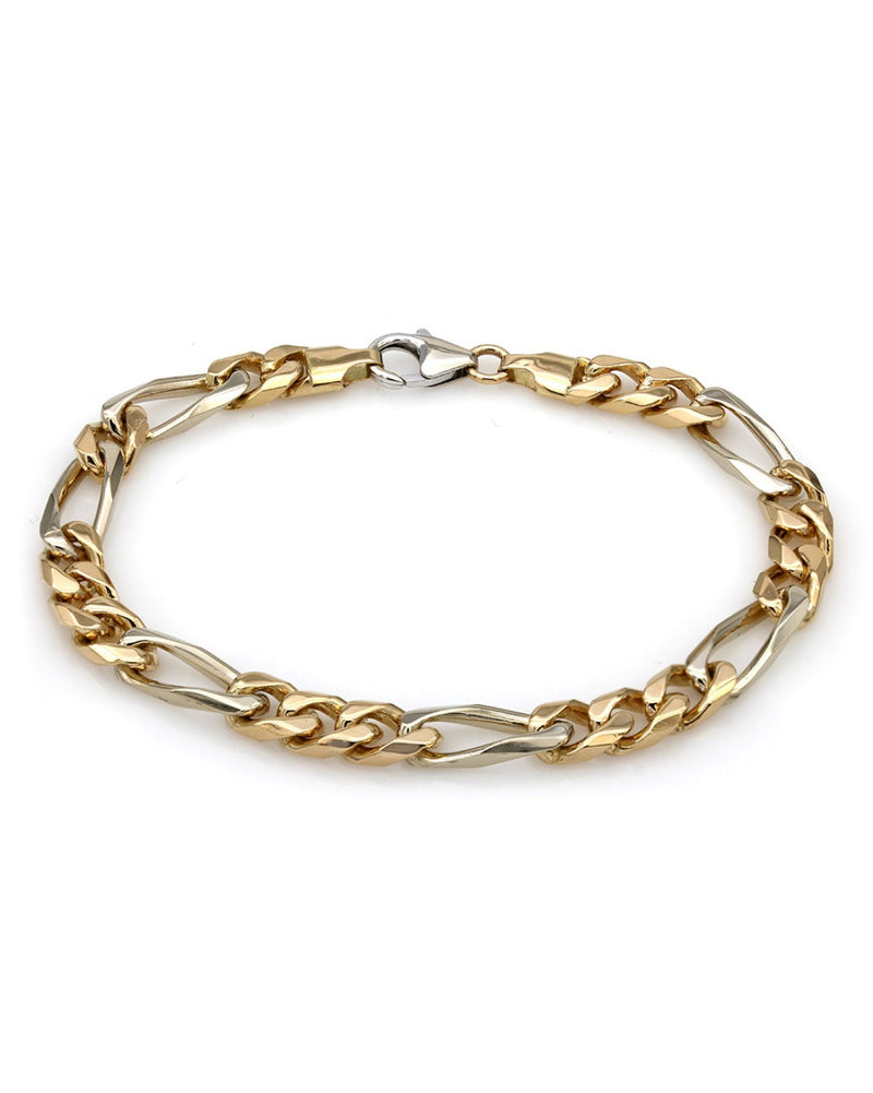 Two Tone Figaro Link Chain Bracelet