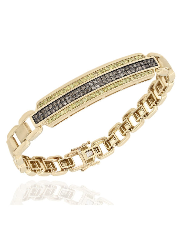 Gentlemans Chocolate and Yellow Diamond I.D. Style Bracelet