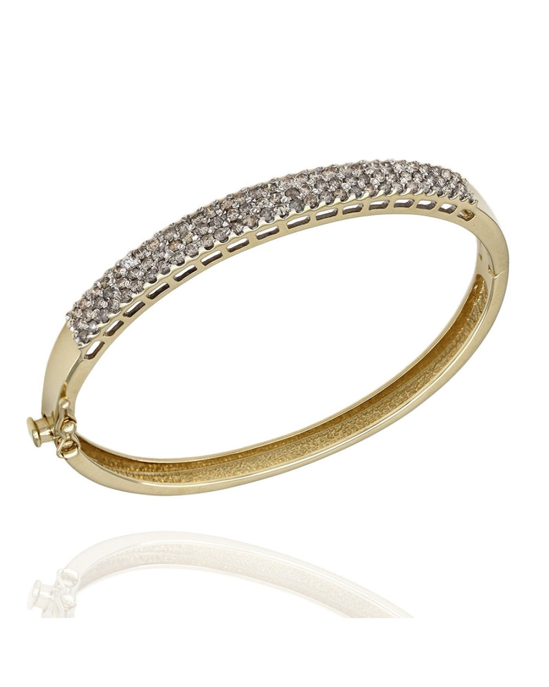 3 Row Diamond Pave Bangle Bracelet