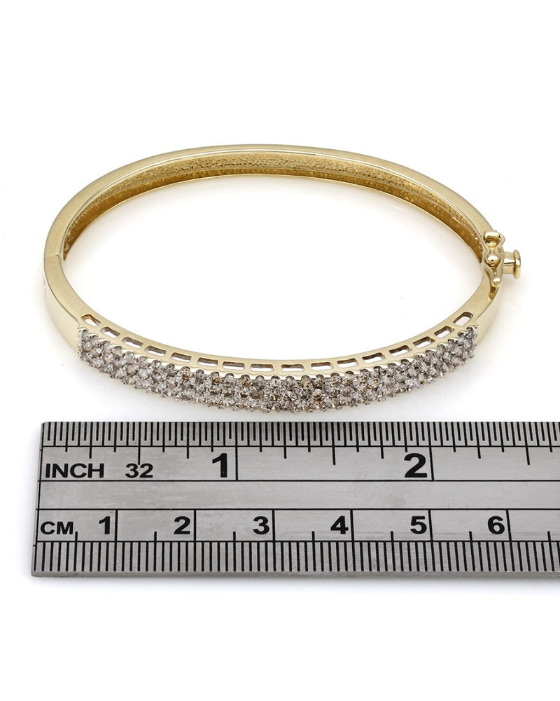 3 Row Diamond Pave Bangle Bracelet