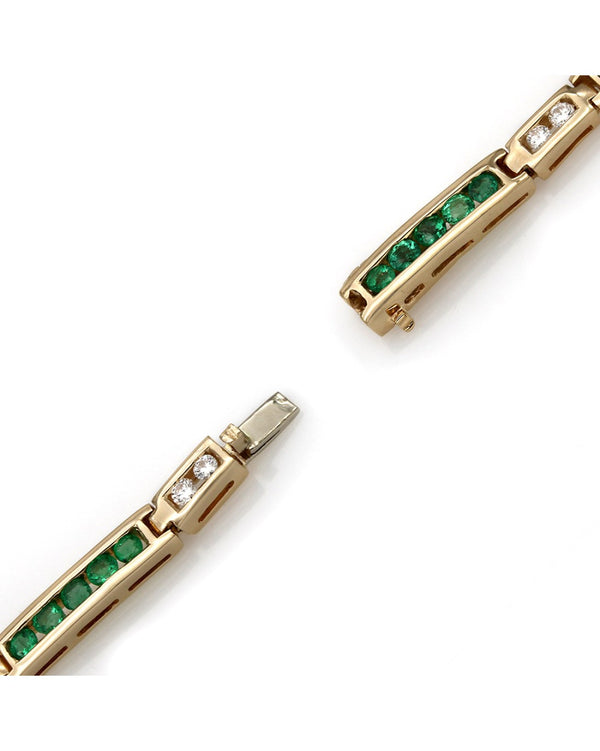 Channel Set Emerald and Diamond Inline Bracelet