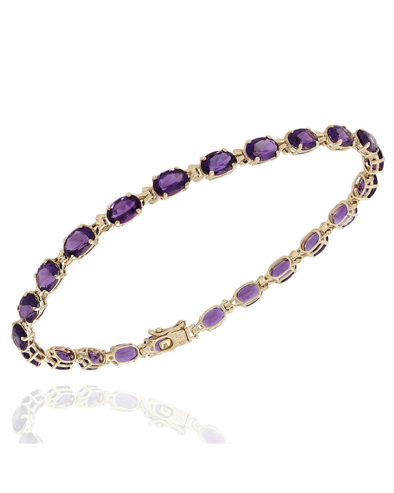 Oval Amethyst Inline Bracelet in Gold