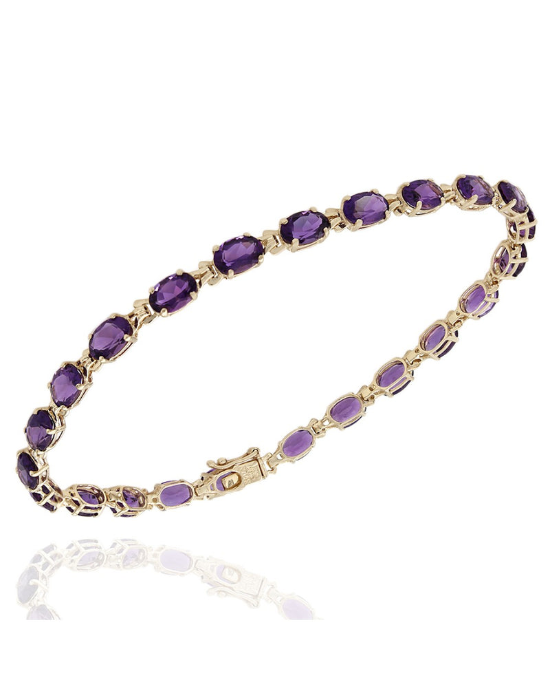 Oval Amethyst Inline Bracelet in Gold