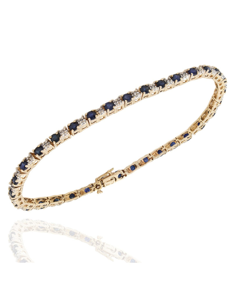 Alternating Sapphire and Diamond Inline Bracelet