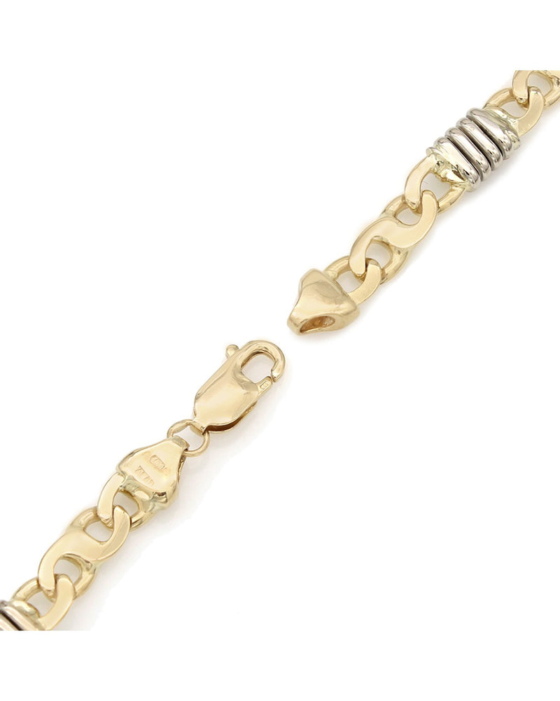 Custom Mariner Link Bracelet in 2 Tone Gold