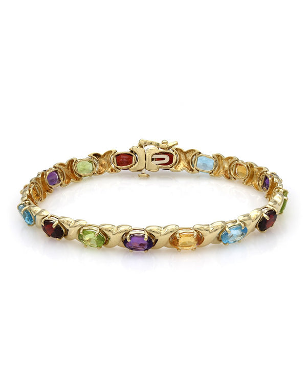 Multi Color Gemstone Inline Bracelet