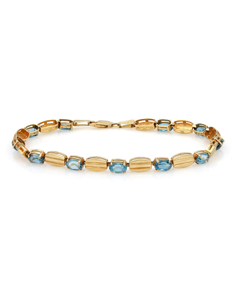 Blue Topaz and Oval Link Inline Bracelet