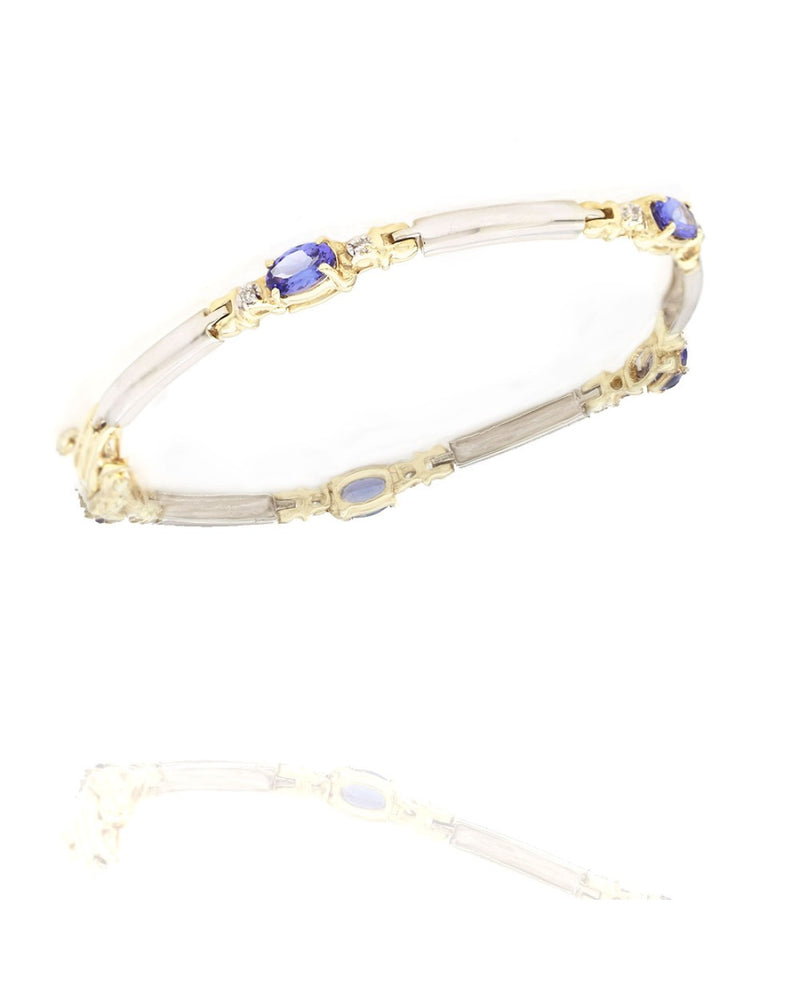 Tanzanite and Diamond Inline Bracelet in Gold