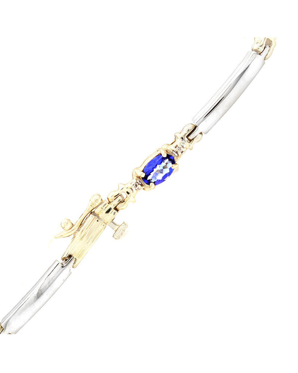 Tanzanite and Diamond Inline Bracelet in Gold