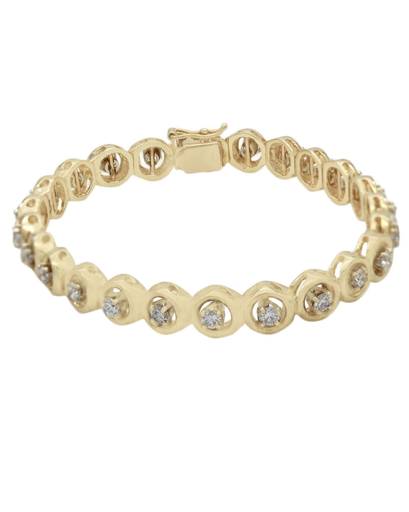 Open Circle Link Diamond Inline Bracelet