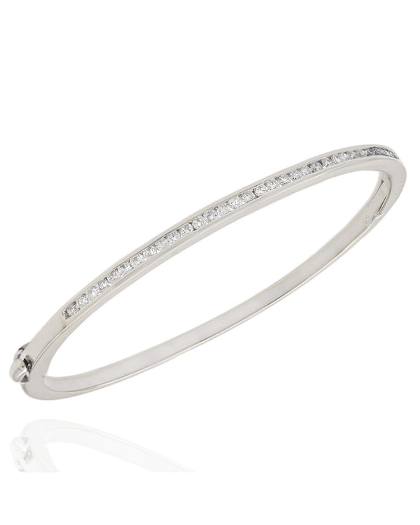 Channel Set Diamond Hinged Bangle Bracelet