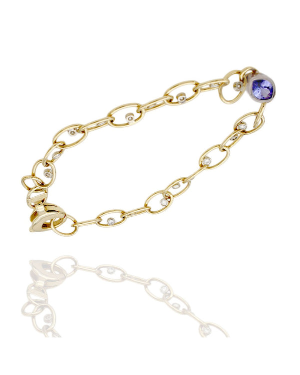 Tanzanite and Diamond Oval Link Bracelet