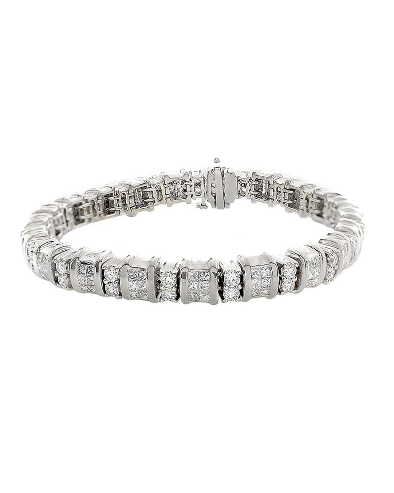 Princess and Round Diamond Inline Bracelet