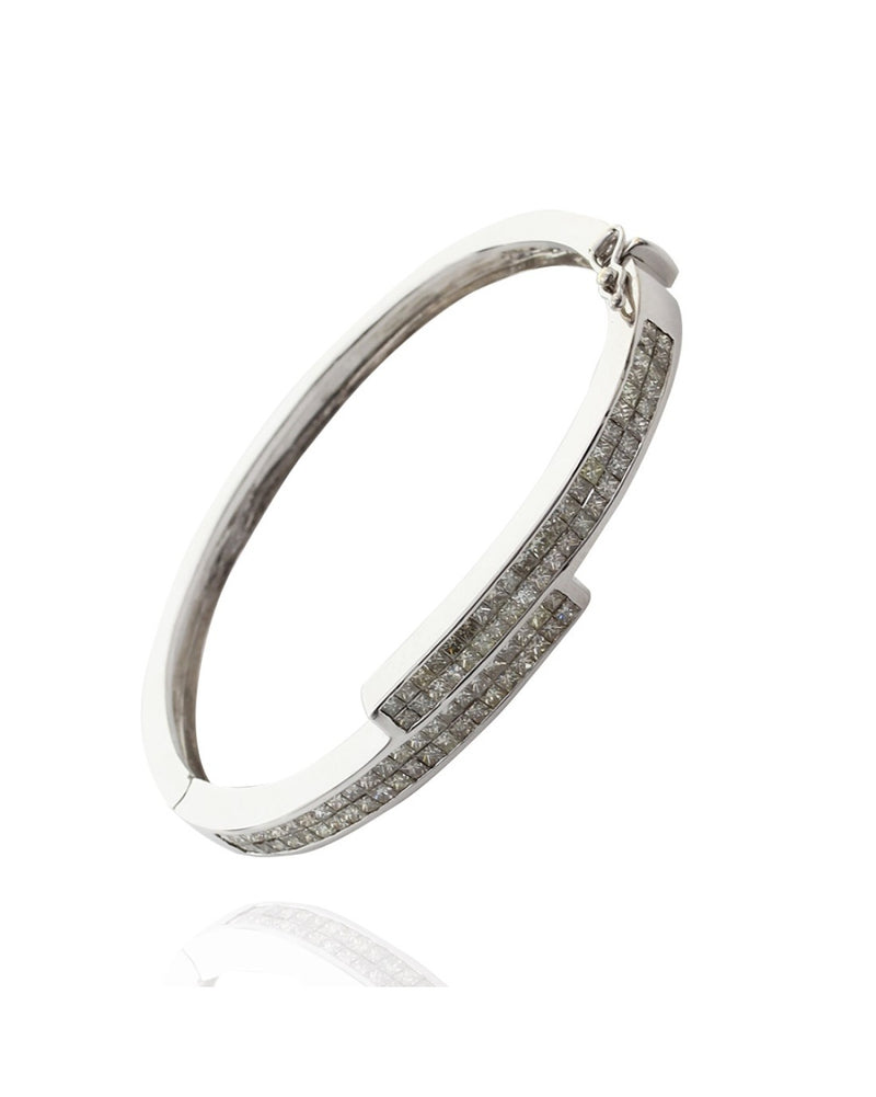 Princess Diamond Bypass Bangle Bracelet