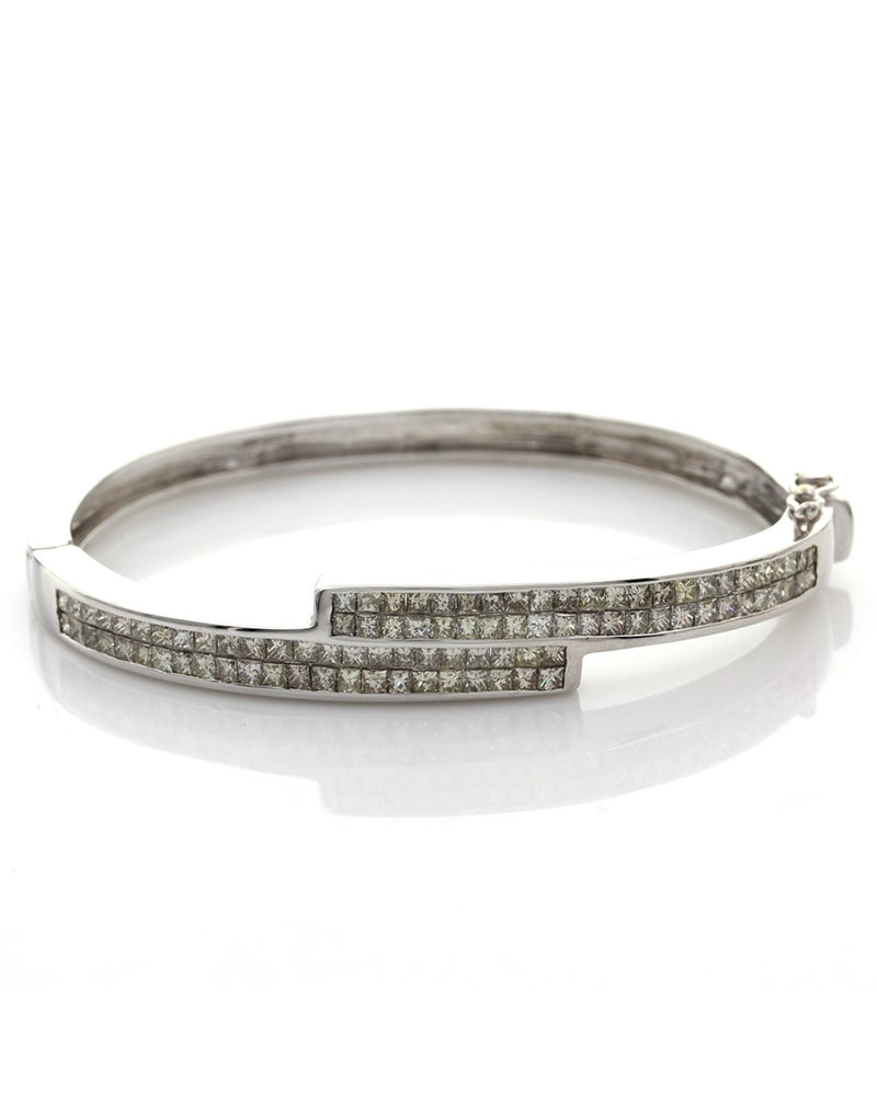 Princess Diamond Bypass Bangle Bracelet