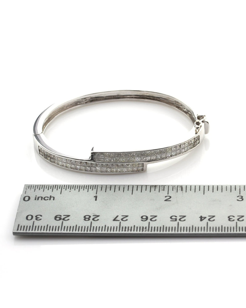 Princess Diamond Bypass Bangle Bracelet