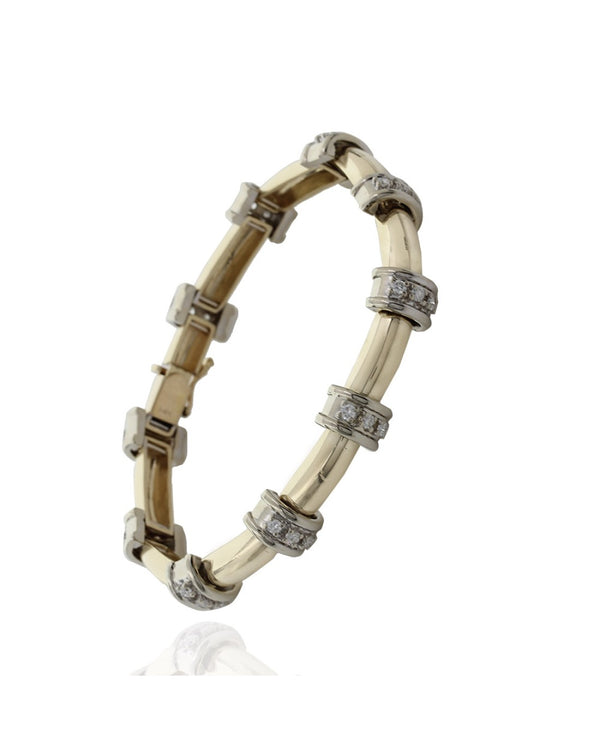 Alternating Diamond Station and Rectangular Link Bracelet