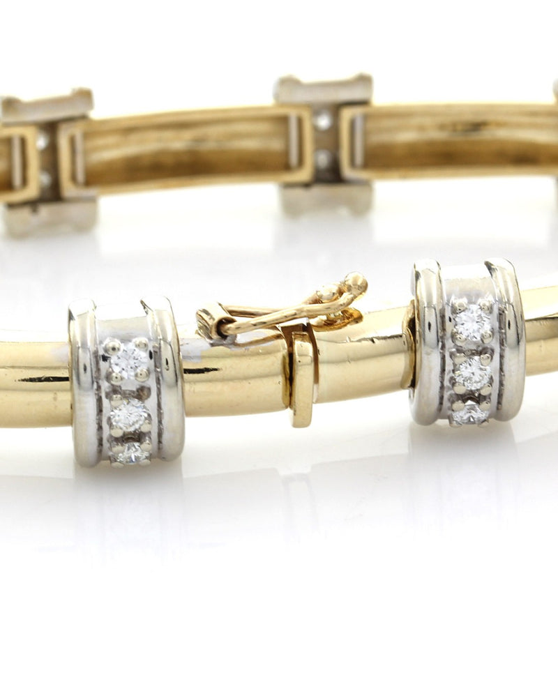 Alternating Diamond Station and Rectangular Link Bracelet