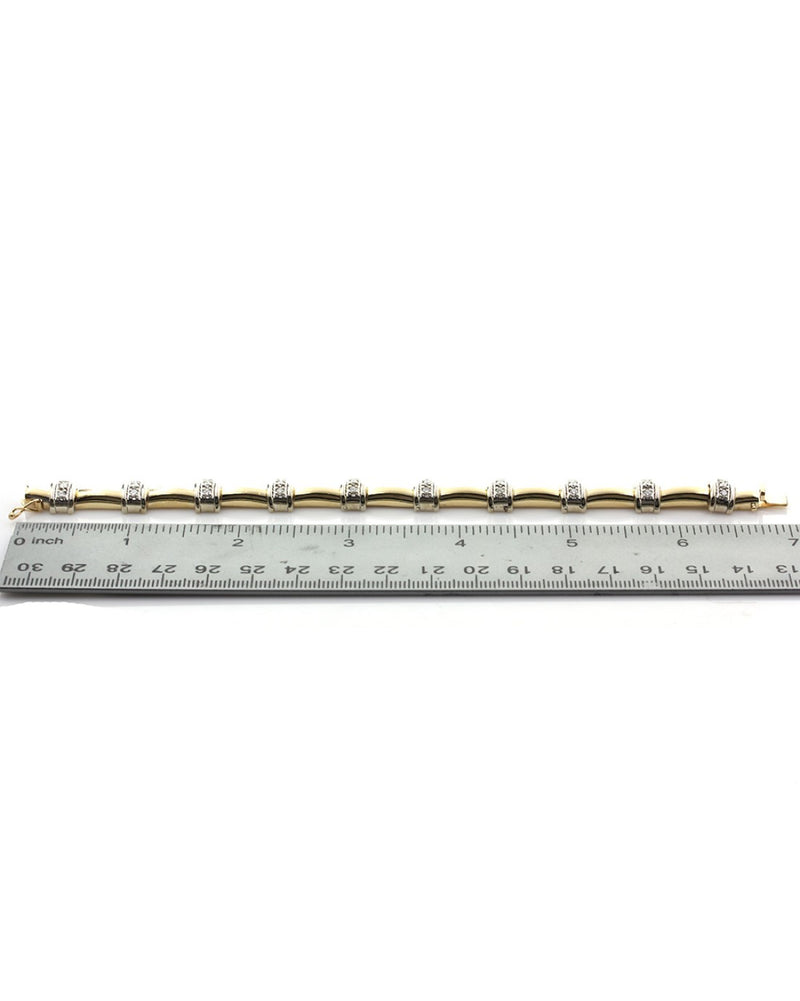 Alternating Diamond Station and Rectangular Link Bracelet