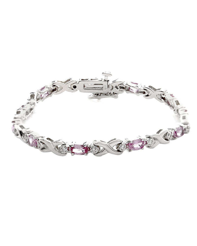 Alternating Pink Sapphire and Diamond Inline Bracelet