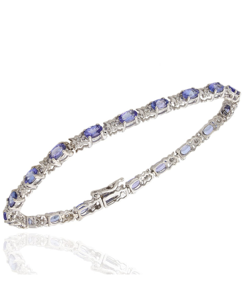 Alternating Tanzanite and Diamond Inline Bracelet