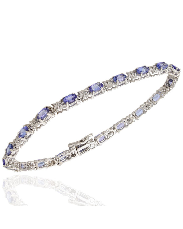 Alternating Tanzanite and Diamond Inline Bracelet