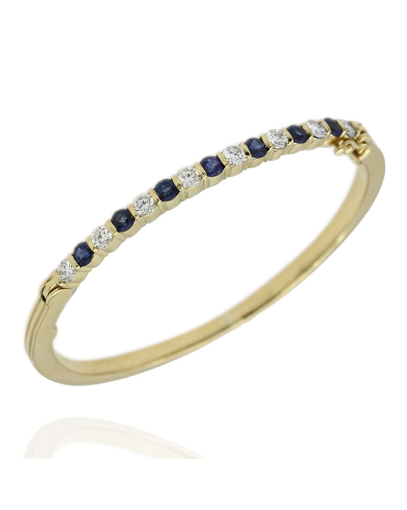 Alternating Sapphire and Diamond Bangle Bracelet