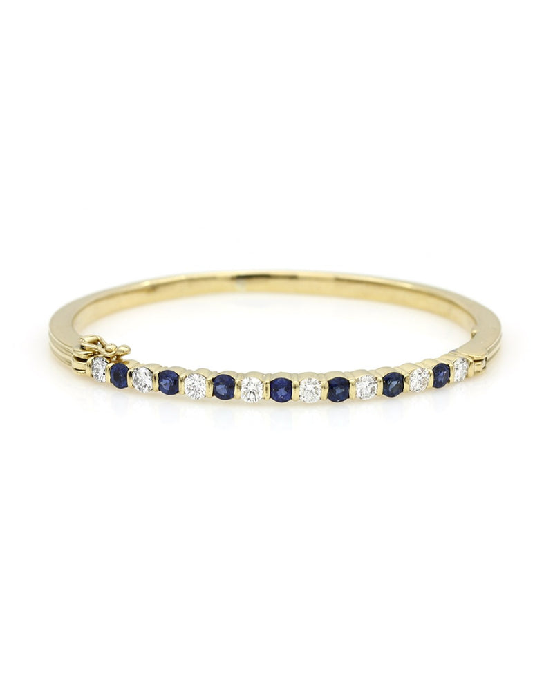 Alternating Sapphire and Diamond Bangle Bracelet